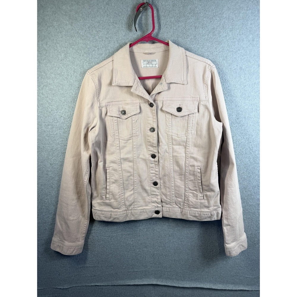 Fat Face Denim Jacket Womens 10 Pink Rose‎ Button Front Classic Jean Casual